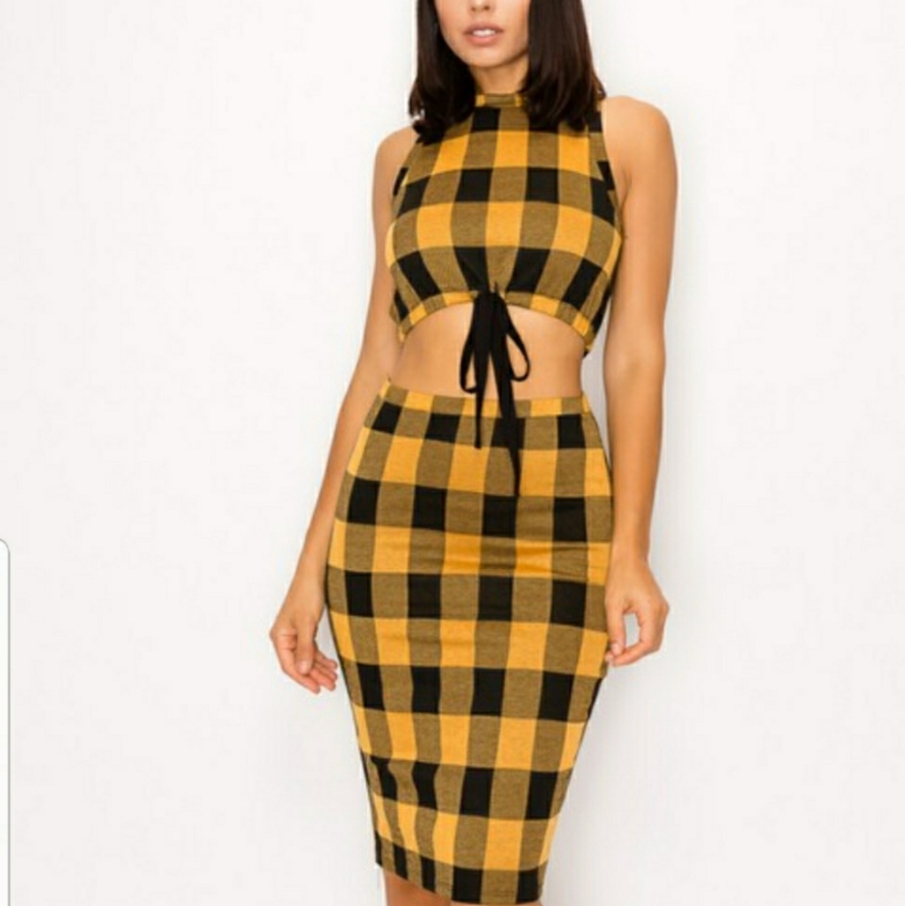Plaid skirt set
